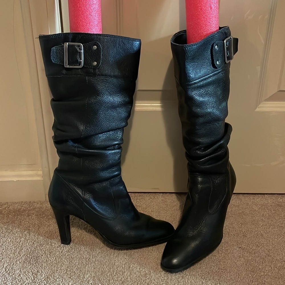 Matisse black pebble leather tall boots.